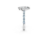 White gold Marquise Cut Diamond Ring with Marquise and Round with Aquamarine side stone Side Stones and Four-Prong Setting_26
