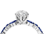 White gold Marquise Cut Diamond Ring with Marquise and Round with Blue Sapphire side stone Side Stones and Four-Prong Setting_60