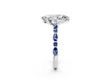 White gold Marquise Cut Diamond Ring with Marquise and Round with Blue Sapphire side stone Side Stones and Four-Prong Setting_68