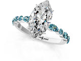 White gold Marquise Cut Diamond Ring with Marquise and Round with Blue Topaz side stone Side Stones and Four-Prong Setting_25