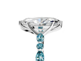 White gold Marquise Cut Diamond Ring with Marquise and Round with Blue Topaz side stone Side Stones and Four-Prong Setting_29