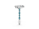 White gold Marquise Cut Diamond Ring with Marquise and Round with Blue Topaz side stone Side Stones and Four-Prong Setting_38