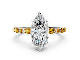 White gold Marquise Cut Diamond Ring with Marquise and Round with Citrine side stone Side Stones and Four-Prong Setting_30
