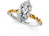 White gold Marquise Cut Diamond Ring with Marquise and Round with Citrine side stone Side Stones and Four-Prong Setting_35