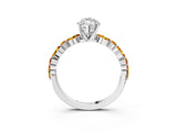 White gold Marquise Cut Diamond Ring with Marquise and Round with Citrine side stone Side Stones and Four-Prong Setting_37
