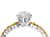 White gold Marquise Cut Diamond Ring with Marquise and Round with Citrine side stone Side Stones and Four-Prong Setting_38