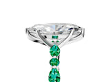 White gold Marquise Cut Diamond Ring with Marquise and Round with Emerald side stone Side Stones and Four-Prong Setting_65