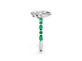 White gold Marquise Cut Diamond Ring with Marquise and Round with Emerald side stone Side Stones and Four-Prong Setting_74