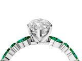 White gold Marquise Cut Diamond Ring with Marquise and Round with Emerald side stone Side Stones and Four-Prong Setting_76