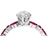 Silver 2.05 Carat D VVS2 Marquise Diamond Ring with Marquise and Round Side Stones and Four-Prong Setting
