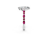 Silver 2.05 Carat D VVS2 Marquise Diamond Ring with Marquise and Round Side Stones and Four-Prong Setting
