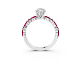 Silver 2.05 Carat D VVS2 Marquise Diamond Ring with Marquise and Round Side Stones and Four-Prong Setting