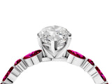 Silver 2.05 Carat D VVS2 Marquise Diamond Ring with Marquise and Round Side Stones and Four-Prong Setting