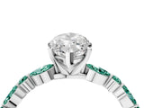 White gold Marquise Cut Diamond Ring with Marquise and Round with Green Sapphire side stone Side Stones and Four-Prong Setting_10
