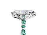 White gold Marquise Cut Diamond Ring with Marquise and Round with Green Sapphire side stone Side Stones and Four-Prong Setting_23