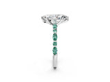 White gold Marquise Cut Diamond Ring with Marquise and Round with Green Sapphire side stone Side Stones and Four-Prong Setting_24
