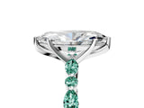White gold Marquise Cut Diamond Ring with Marquise and Round with Green Sapphire side stone Side Stones and Four-Prong Setting_5