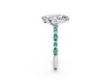 White gold Marquise Cut Diamond Ring with Marquise and Round with Green Sapphire side stone Side Stones and Four-Prong Setting_8