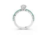 White gold Marquise Cut Diamond Ring with Marquise and Round with Green Sapphire side stone Side Stones and Four-Prong Setting_9