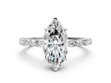 White gold Marquise Cut Diamond Ring with Marquise and Round with Moissanite side stone Side Stones and Four-Prong Setting_72