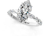 White gold Marquise Cut Diamond Ring with Marquise and Round with Moissanite side stone Side Stones and Four-Prong Setting_73