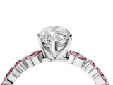 White gold Marquise Cut Diamond Ring with Marquise and Round with Morganite side stone Side Stones and Four-Prong Setting_25