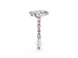 White gold Marquise Cut Diamond Ring with Marquise and Round with Morganite side stone Side Stones and Four-Prong Setting_26