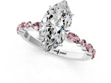 White gold Marquise Cut Diamond Ring with Marquise and Round with Morganite side stone Side Stones and Four-Prong Setting_31