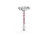 White gold Marquise Cut Diamond Ring with Marquise and Round with Morganite side stone Side Stones and Four-Prong Setting_32