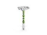 White gold Marquise Cut Diamond Ring with Marquise and Round with Peridot side stone Side Stones and Four-Prong Setting_14