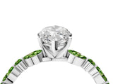 White gold Marquise Cut Diamond Ring with Marquise and Round with Peridot side stone Side Stones and Four-Prong Setting_16
