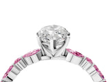 White gold Marquise Cut Diamond Ring with Marquise and Round with Pink Sapphire side stone Side Stones and Four-Prong Setting_16