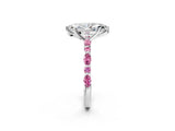 White gold Marquise Cut Diamond Ring with Marquise and Round with Pink Sapphire side stone Side Stones and Four-Prong Setting_2