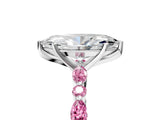 White gold Marquise Cut Diamond Ring with Marquise and Round with Pink Sapphire side stone Side Stones and Four-Prong Setting_5