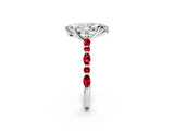White gold Marquise Cut Diamond Ring with Marquise and Round with Ruby side stone Side Stones and Four-Prong Setting_38