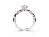 White gold Marquise Cut Diamond Ring with Marquise and Round with Ruby side stone Side Stones and Four-Prong Setting_39