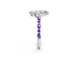 White gold Marquise Cut Diamond Ring with Marquise and Round with Tanzanite side stone Side Stones and Four-Prong Setting_14