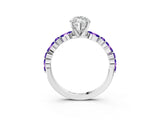 White gold Marquise Cut Diamond Ring with Marquise and Round with Tanzanite side stone Side Stones and Four-Prong Setting_21