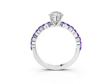White gold Marquise Cut Diamond Ring with Marquise and Round with Tanzanite side stone Side Stones and Four-Prong Setting_27