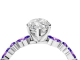 White gold Marquise Cut Diamond Ring with Marquise and Round with Tanzanite side stone Side Stones and Four-Prong Setting_28