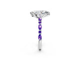 White gold Marquise Cut Diamond Ring with Marquise and Round with Tanzanite side stone Side Stones and Four-Prong Setting_32