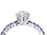 White gold Marquise Cut Diamond Ring with Marquise and Round with Tanzanite side stone Side Stones and Four-Prong Setting_34