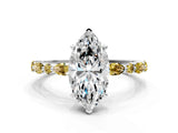 White gold Marquise Cut Diamond Ring with Marquise and Round with Yellow Sapphire side stone Side Stones and Four-Prong Setting_62