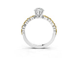 White gold Marquise Cut Diamond Ring with Marquise and Round with Yellow Sapphire side stone Side Stones and Four-Prong Setting_74