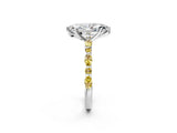 White gold Marquise Cut Diamond Ring with Marquise and Round with Yellow Sapphire side stone Side Stones and Four-Prong Setting_74