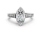 White gold Marquise Cut Diamond Ring with Milgrain Pavé Band and Four-Prong Setting_38