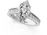 White gold Marquise Cut Diamond Ring with Milgrain Pavé Band and Four-Prong Setting_39