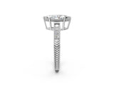 White gold Marquise Cut Diamond Ring with Milgrain Pavé Band and Four-Prong Setting_40