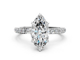 White gold Marquise Cut Diamond Ring with Pavé Band and Four-Prong Setting_119