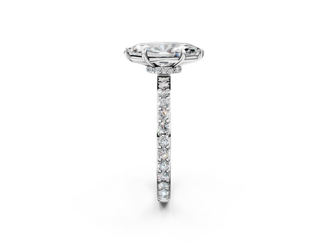 White gold Marquise Cut Diamond Ring with Pavé Band and Four-Prong Setting_121